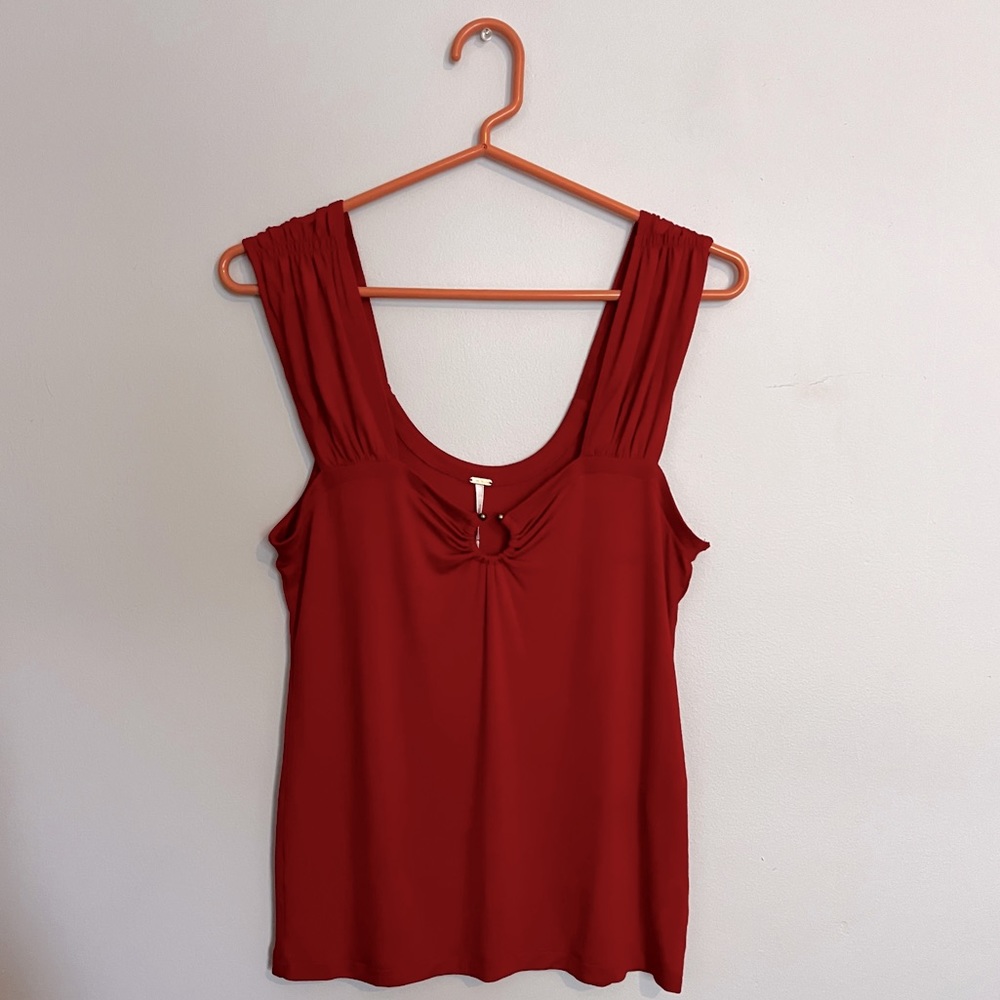 Free People Red Sweetheart Keyhole Tank, M, NWT